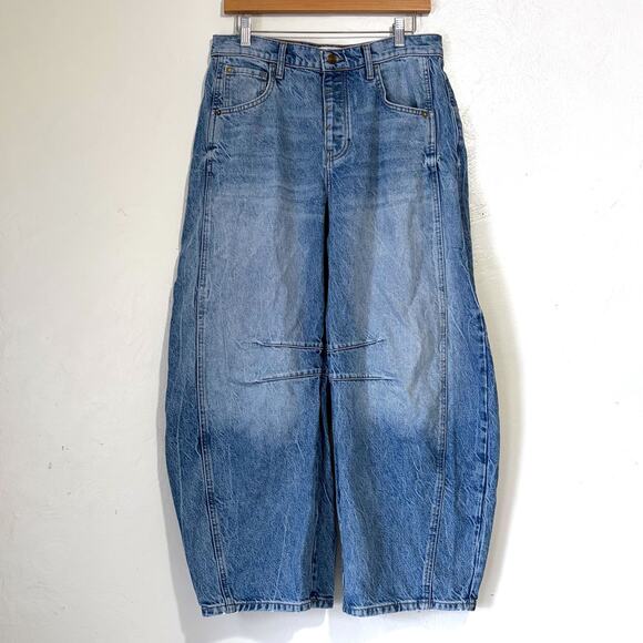 Free People Blue Good Luck Barrel Jean Like New - Picture 3 of 14